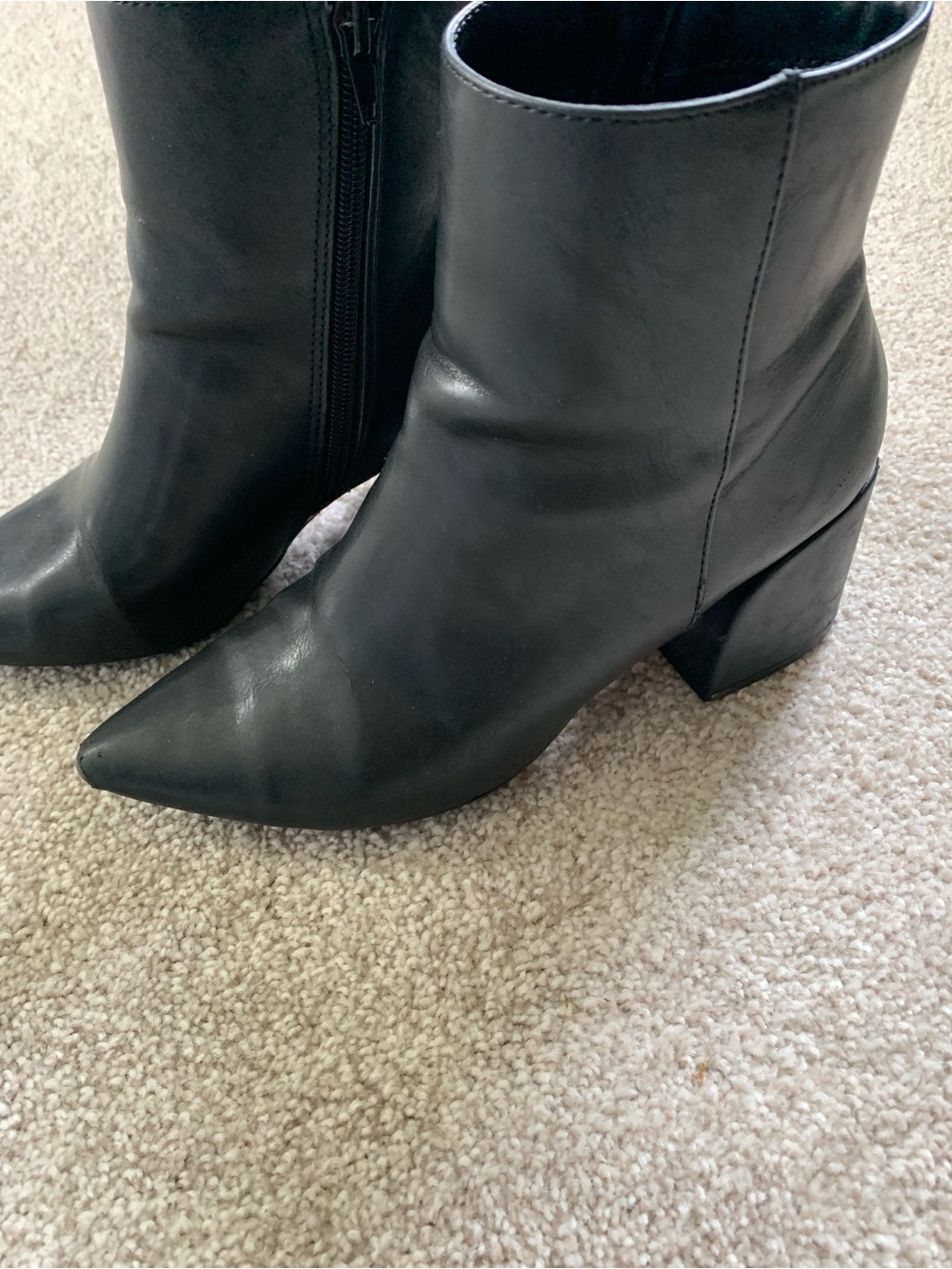 Madden Girl Black Pointed Toe Faux Leather Ankle Booties with Side Zip - Picture 3 of 4